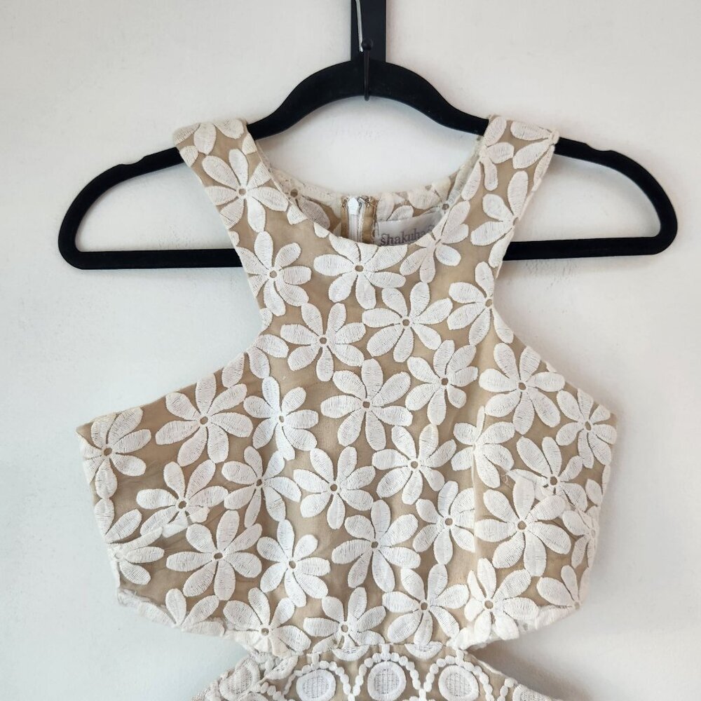 Shakuhachi Floral Lace Embroidered Mini Dress Cut-Outs Wedding Women's XS - Picture 3 of 9